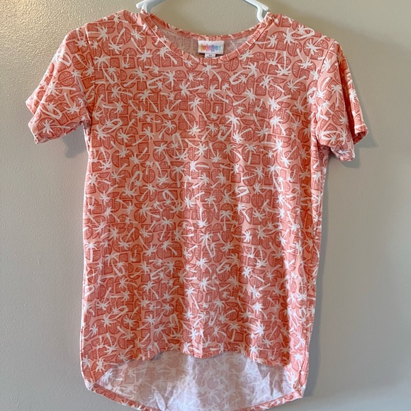 Lularoe Gracie Girls Palm Tree Tropical Island Shirt Size 10 - Picture 1 of 5